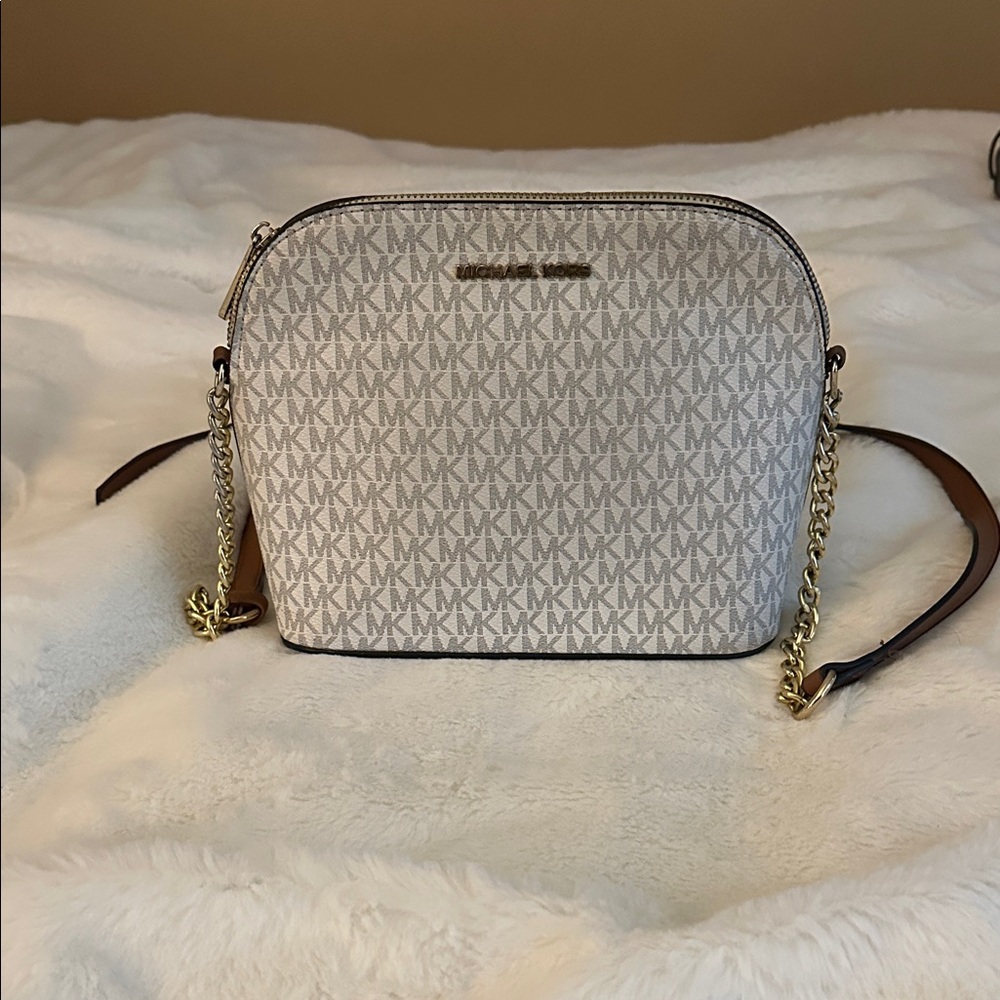 Michael Kors Cream and Brown Crossbody Bag